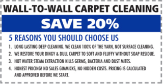 Save 20% on wall-to-wall carpet cleaning