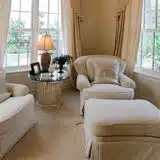 living room with white furniture